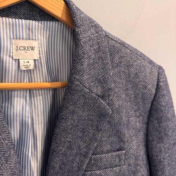 NEW J. Crew Herringbone Wool Blend Schoolboy Blazer in Blue, Size 14 - Picture 5 of 12